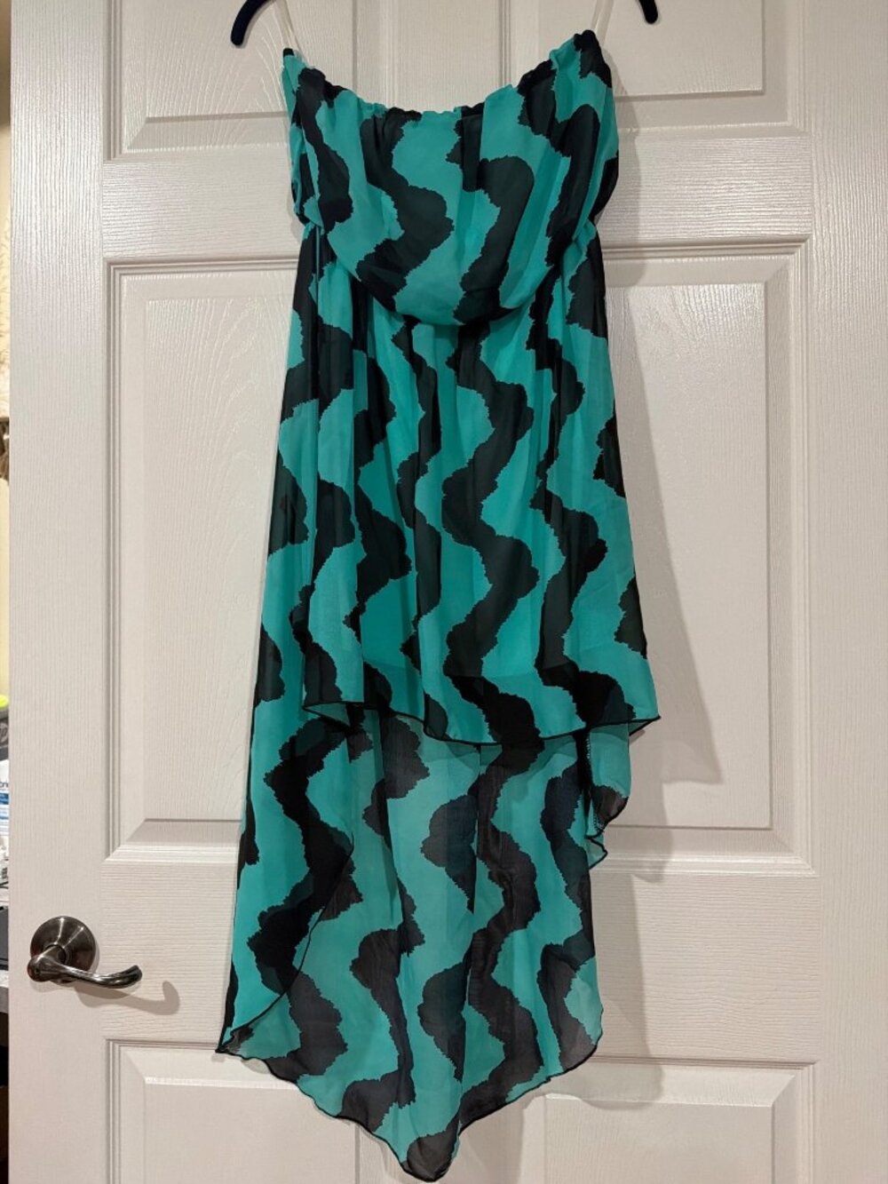 Poetry Clothing Womens Strapless High-Low Dress Green & Black Size L